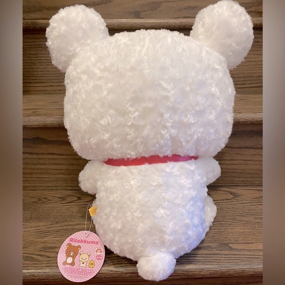San-x Rilakkuma Rose Fur big plush with red ribbons - Picture 2 of 5
